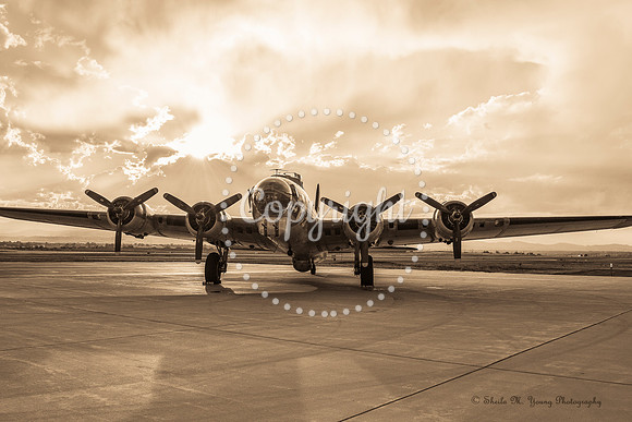 Heaven Shines Down on B-17- Sepia