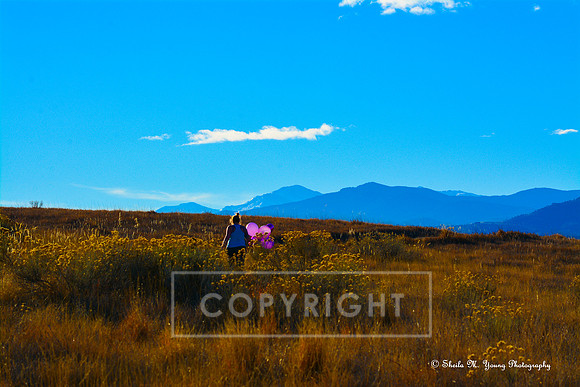 Mountain Girl with Balloons