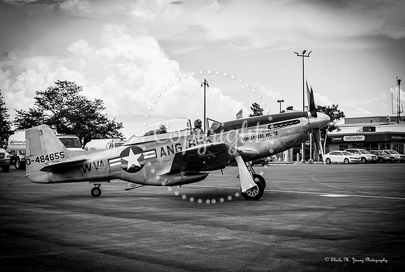 Mustang P-51 at Jet Center- B&W